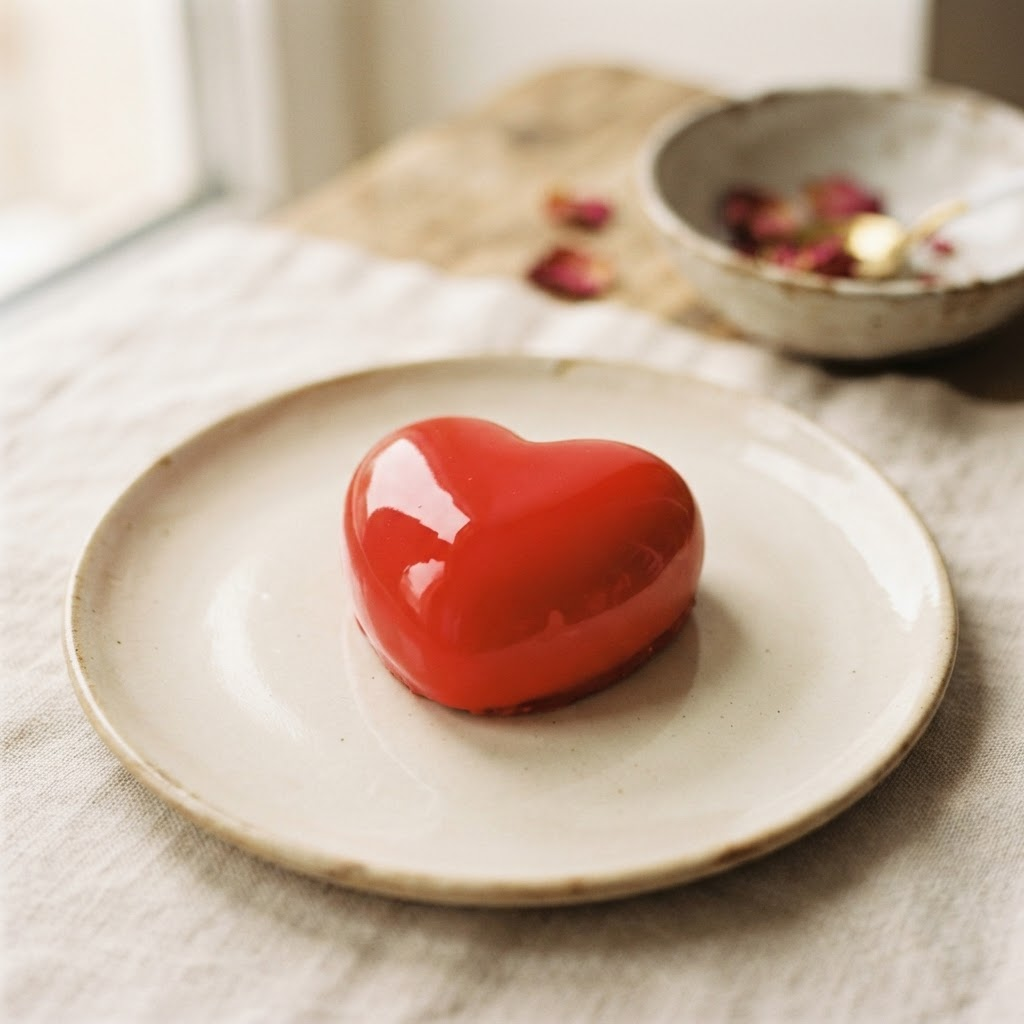 A glossy red heart
