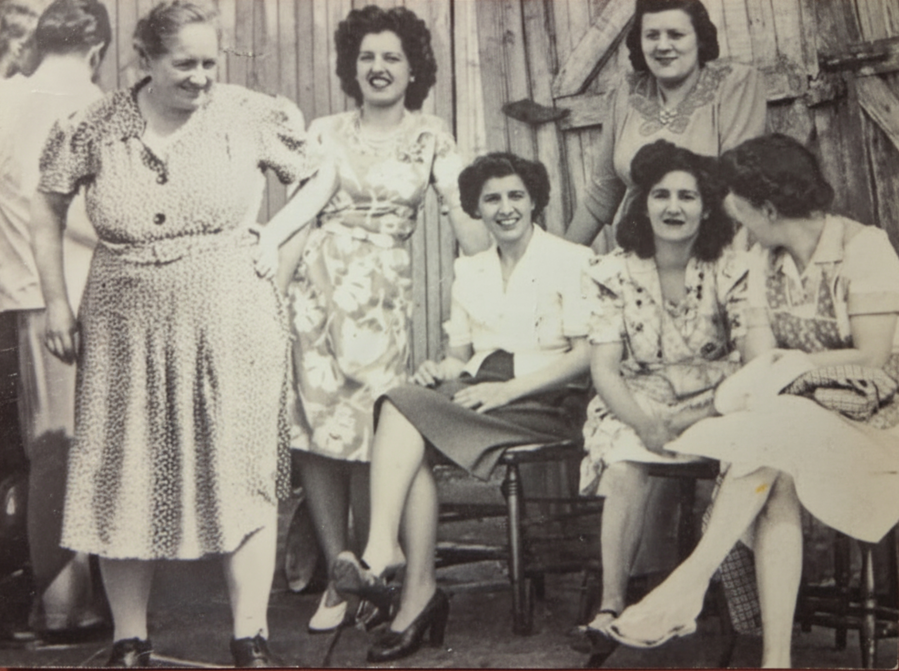 Vintage 1940s black-and-white photo of the women of our Italian family gathered together in their Sunday dresses